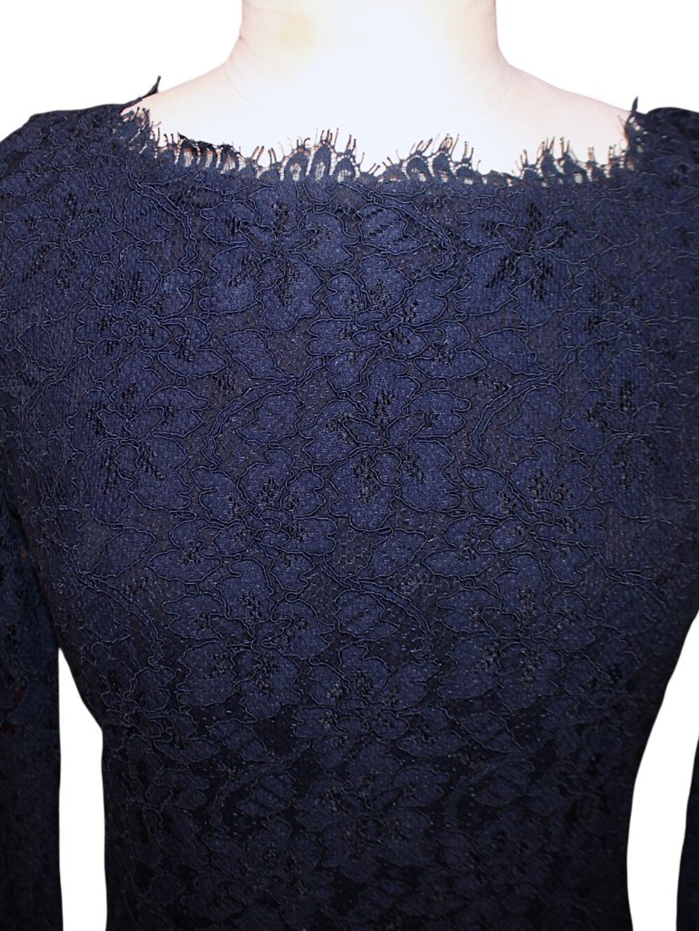 DVF Diane von Furstenberg Zarita Navy Blue Lace Dress Sz 4 - Picture 3 of 13